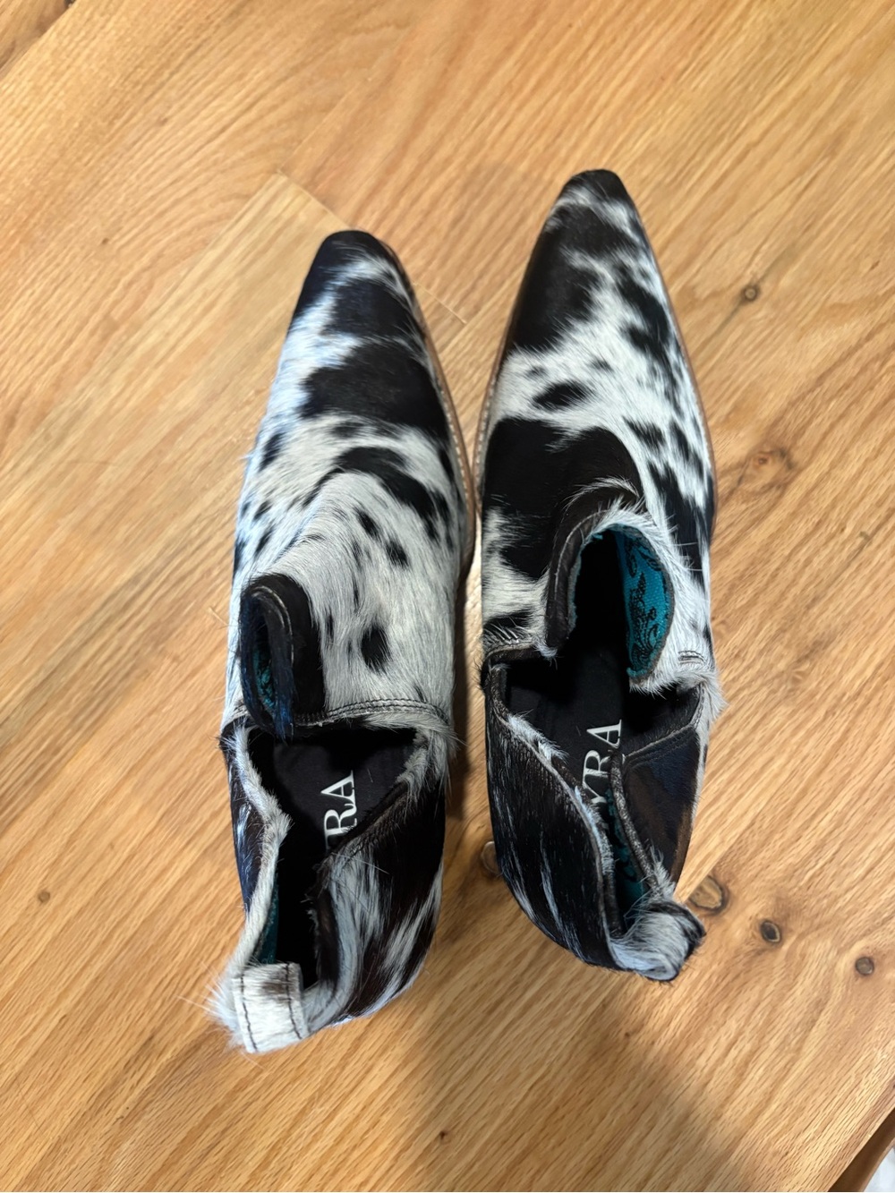 Myra Bag Black and White Cowhide Ankle Booties - Picture 2 of 3